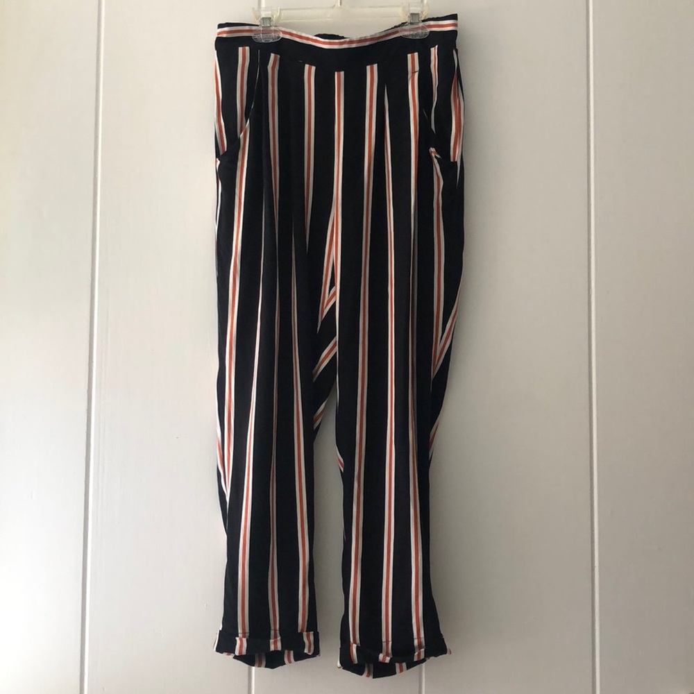 5/$25 Cotton On Black Striped Orange Pants | Business Casual / Viscose